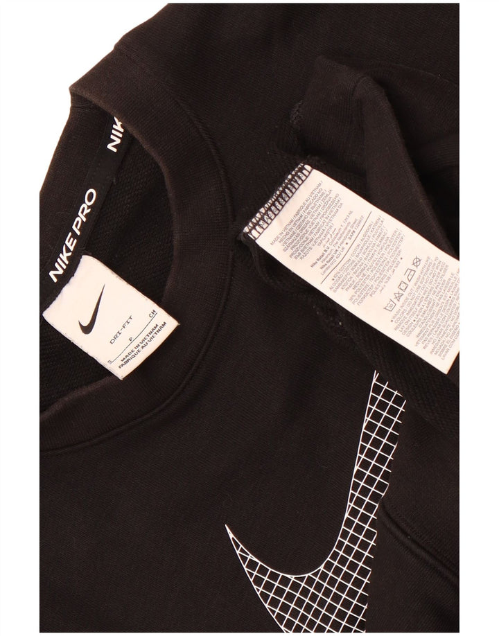 Nike Womens Graphic Oversized Sweatshirt Jumper UK 10 Small Black Cotton