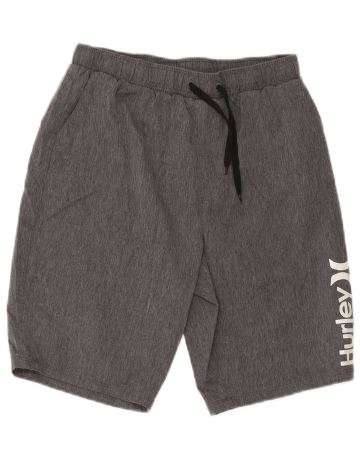Hurley Boys Graphic Sport Shorts 12-13 Years W28 Grey Polyester