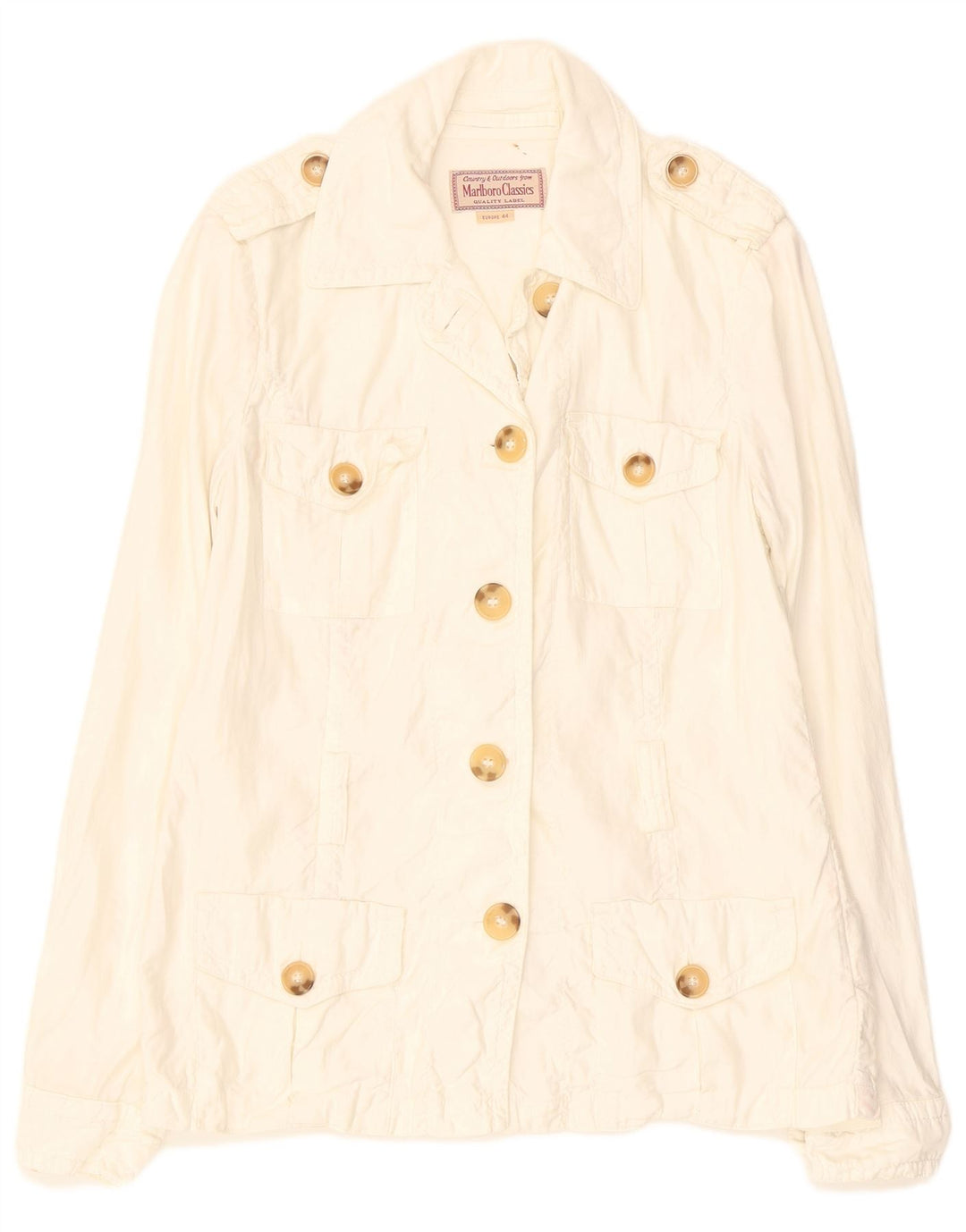 MARLBORO CLASSICS Womens Military Jacket EU 44 XL Off White Flax