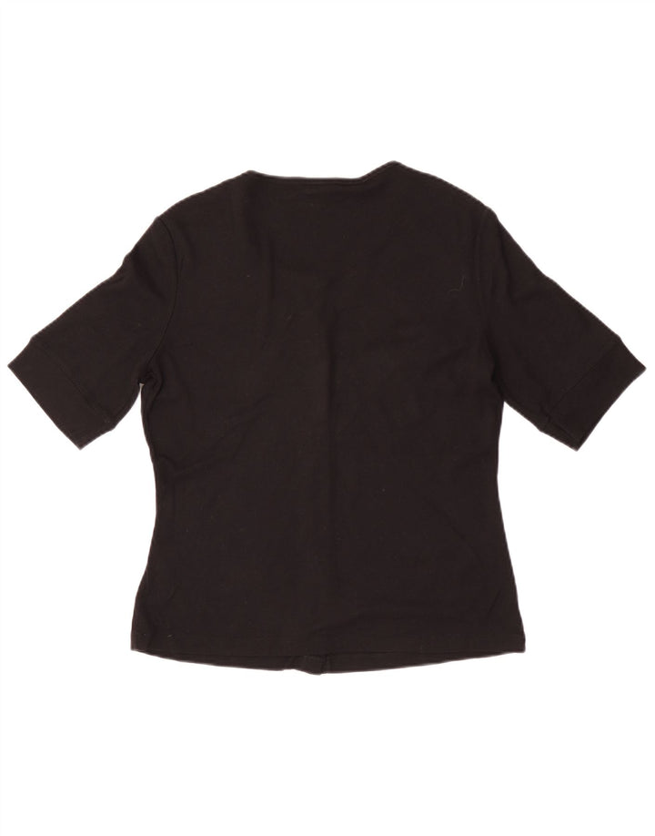Jigsaw Womens Short Sleeve Cardigan Top UK 12 Medium Black Modal