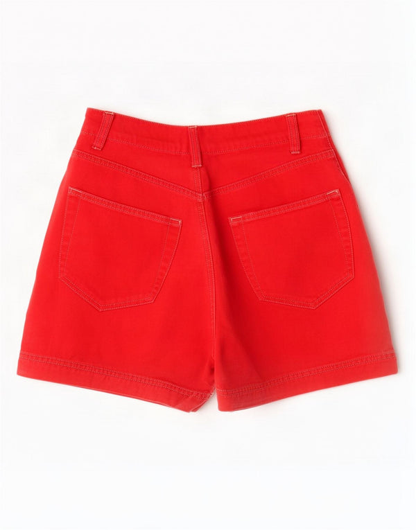 River Island Womens High Waist Casual Shorts UK 12 Medium W26 Red Cotton