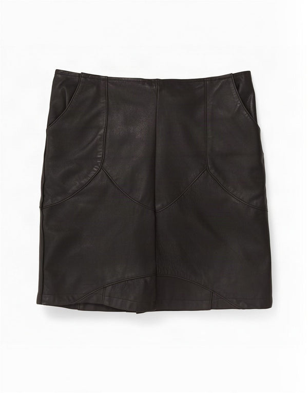 Fusta de piele Vintage pentru femei Medium W30 Negru