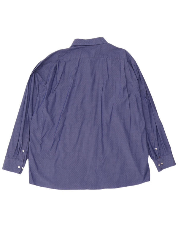 Camisa masculina Tommy Hilfiger de ajuste regular tamanho 18 1/2 2XL algodão manchado azul