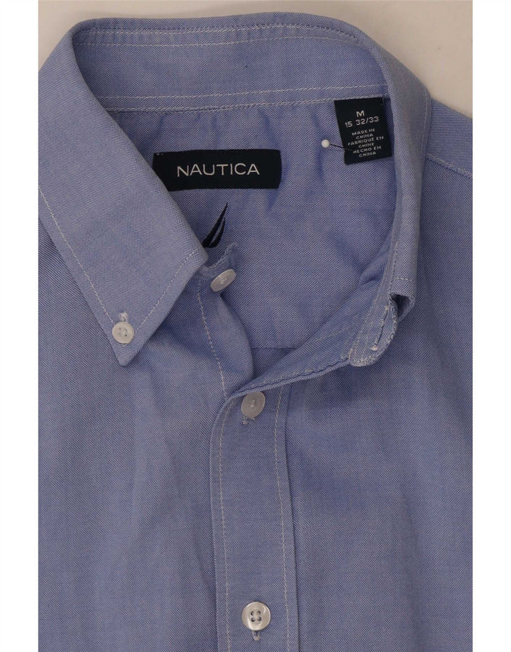 Nautica Mens Shirt Size 15 Medium Blue Cotton