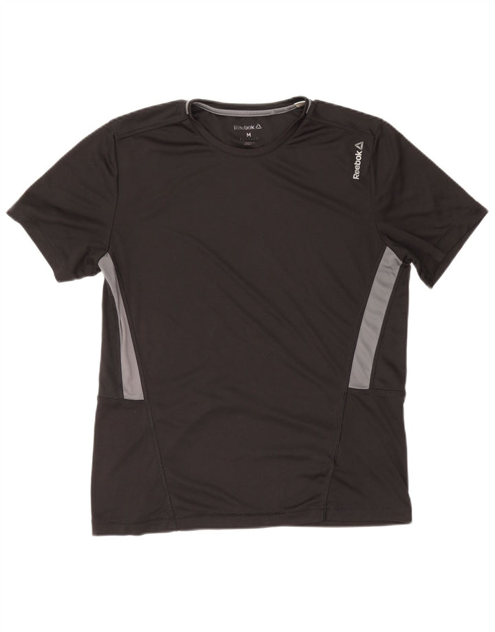 REEBOK Womens T-Shirt Top UK 14 Medium Black Colourblock Polyester