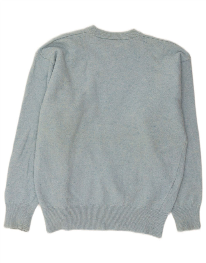 Lacoste Mens Crew Neck Jumper Sweater Size 3 Small Blue Lambswool