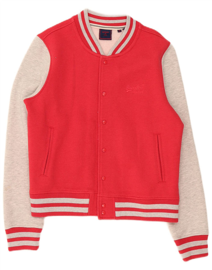 Superdry Womens Tracksuit Top Jacket UK 14 Medium Red Colourblock Cotton