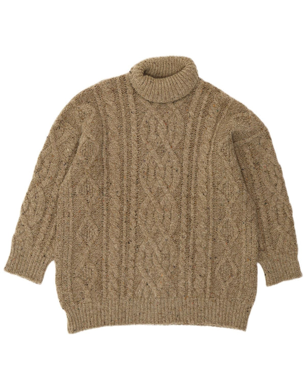Blues Club Mens Roll Neck Jumper Sweater Large Beige Wool