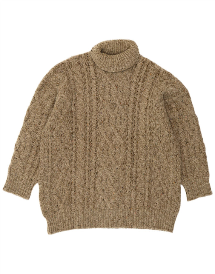 Blues Club Mens Roll Neck Jumper Sweater Large Beige Wool