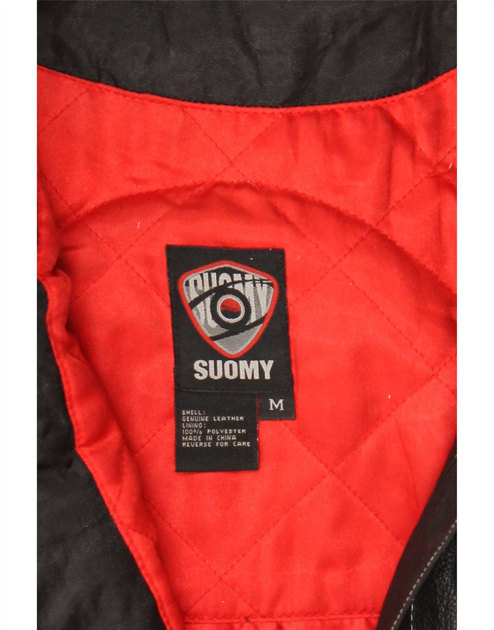 Suomy Womens Moto Racer Leather Jacket UK 12 Medium Black Leather