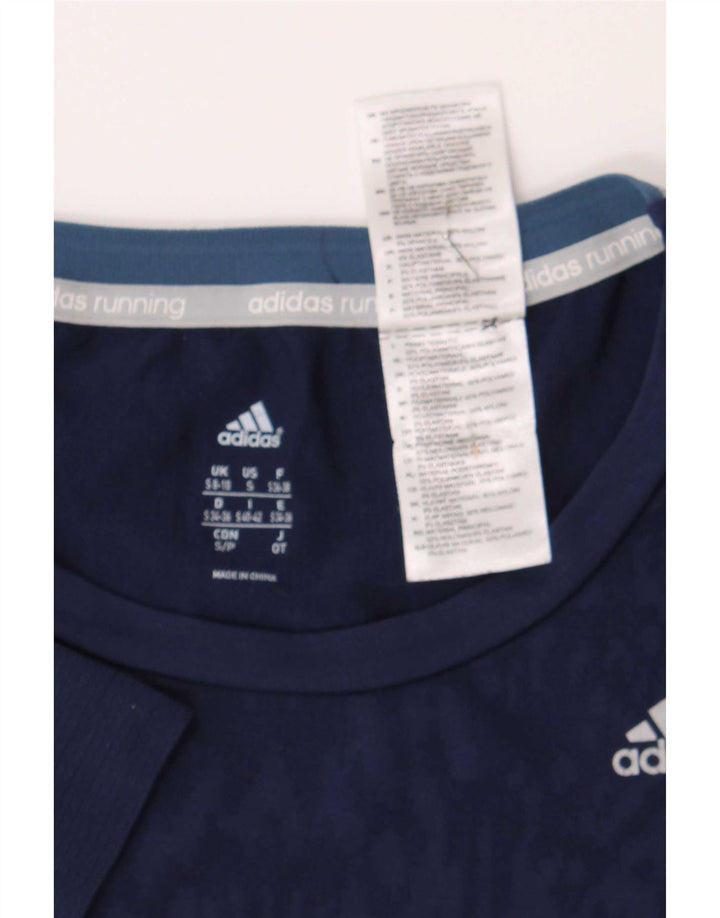 Adidas Womens Running Abstrakt T-Shirt Top UK 8/10 Small Navy Blue