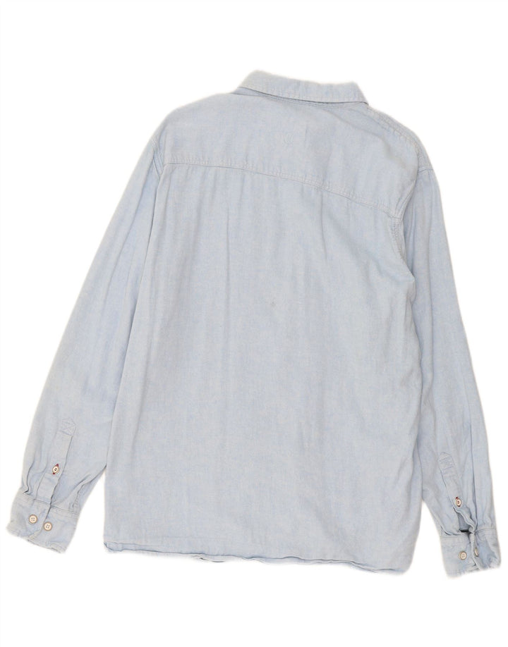 Camisa masculina de flanela Fat Face grande linho azul