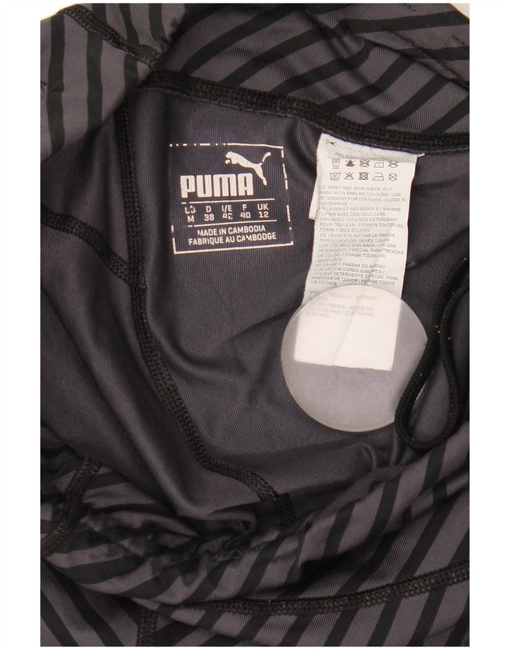 Puma Damen Capri-Leggings UK 12 Mittelgrau gestreiftes Polyester