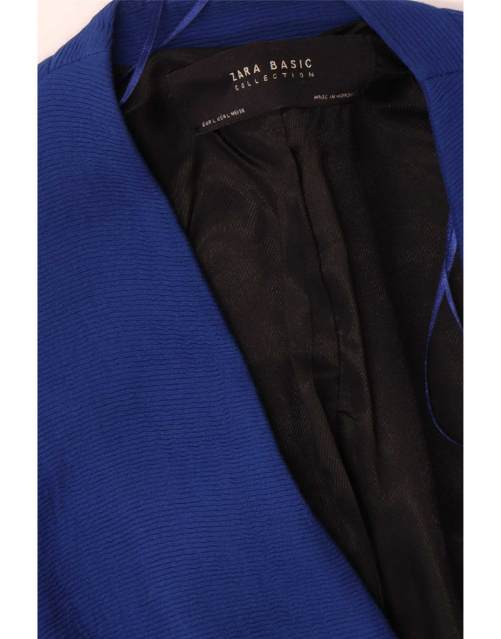 Zara Womens 1 Button Blazer Jacket UK 16 Large Blue Viscose