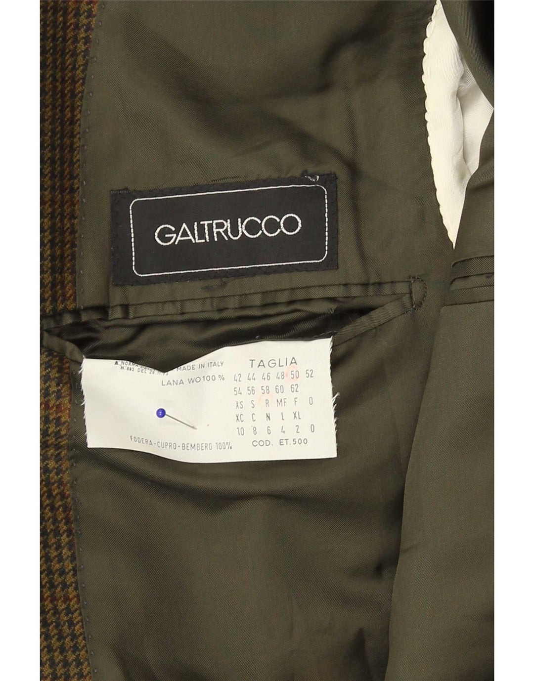 Jaqueta Blazer Masculina Galtrucco Regular Fit IT 50 Grande Cáqui Houndstooth