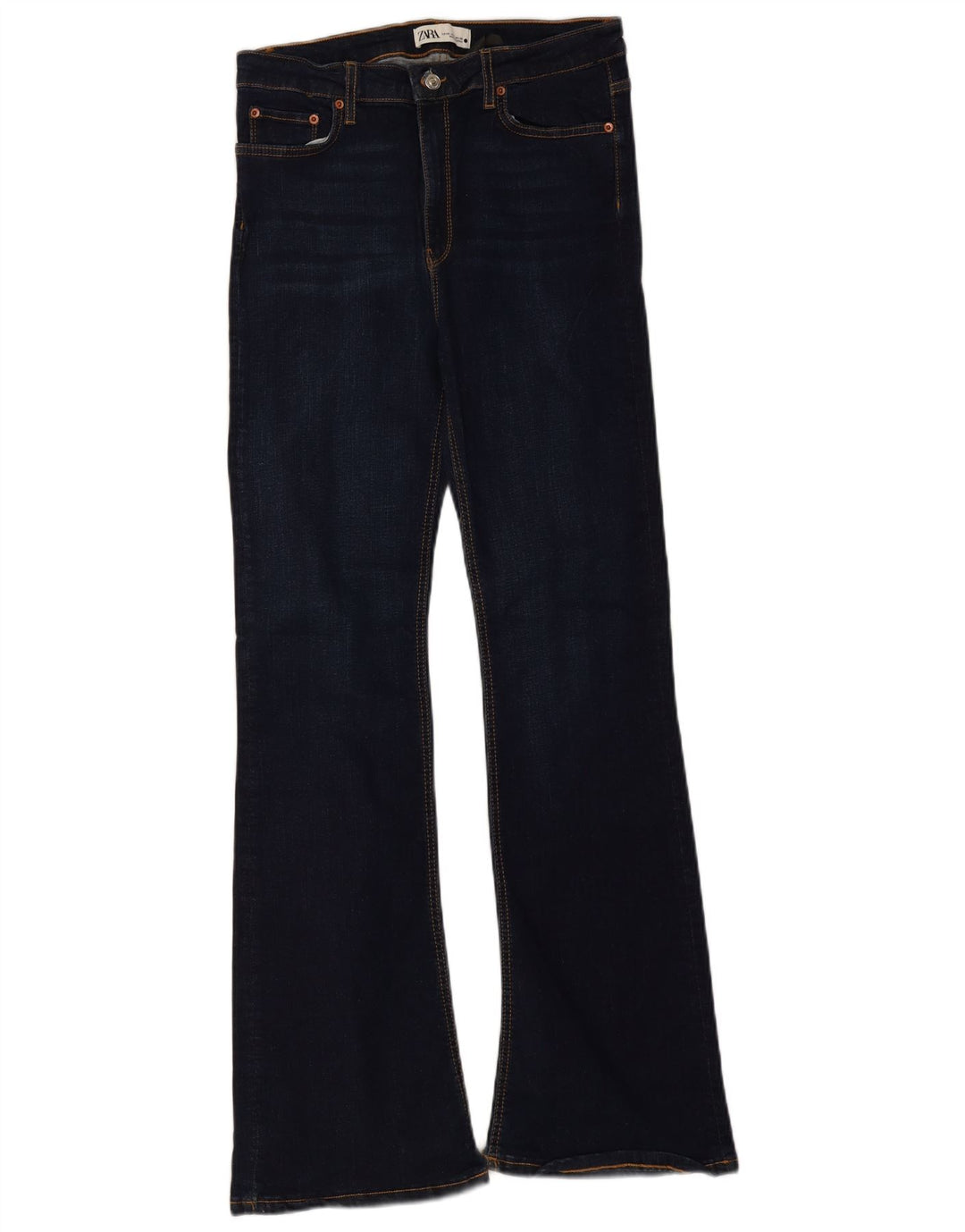 Zara Womens Slim Flared Jeans EU 40 Medium W30 L32 Navy Blue Cotton