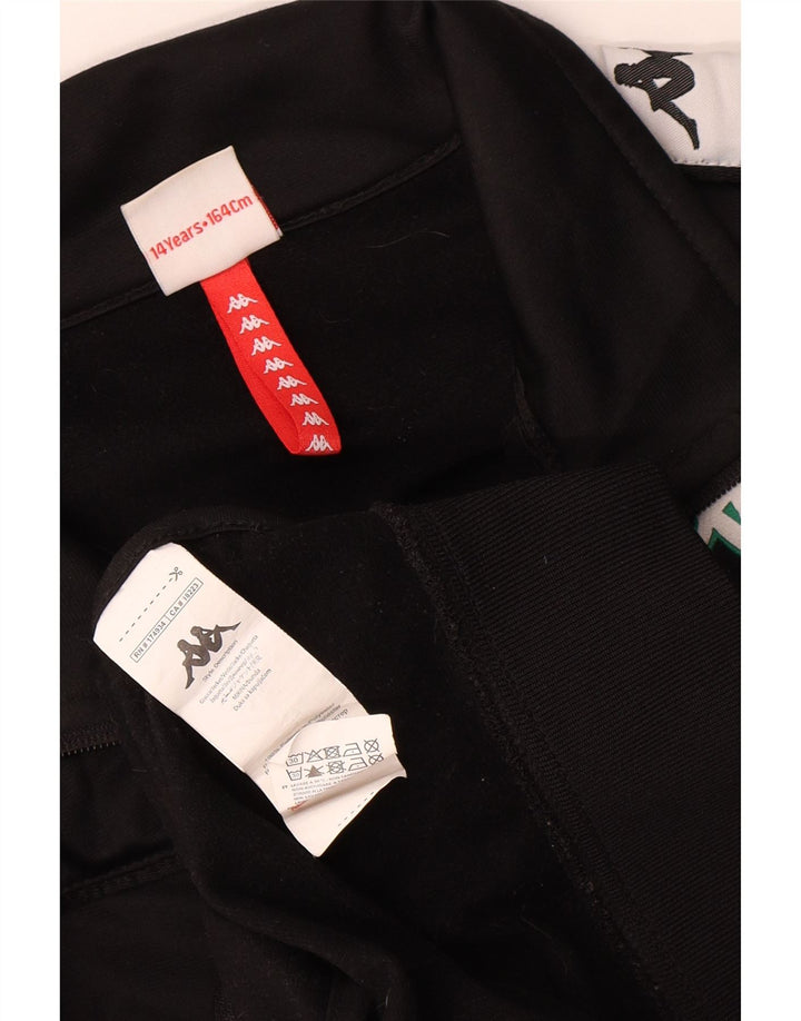 Kappa Boys Graphic Tracksuit Top Jacket 13-14 Years Black Colourblock