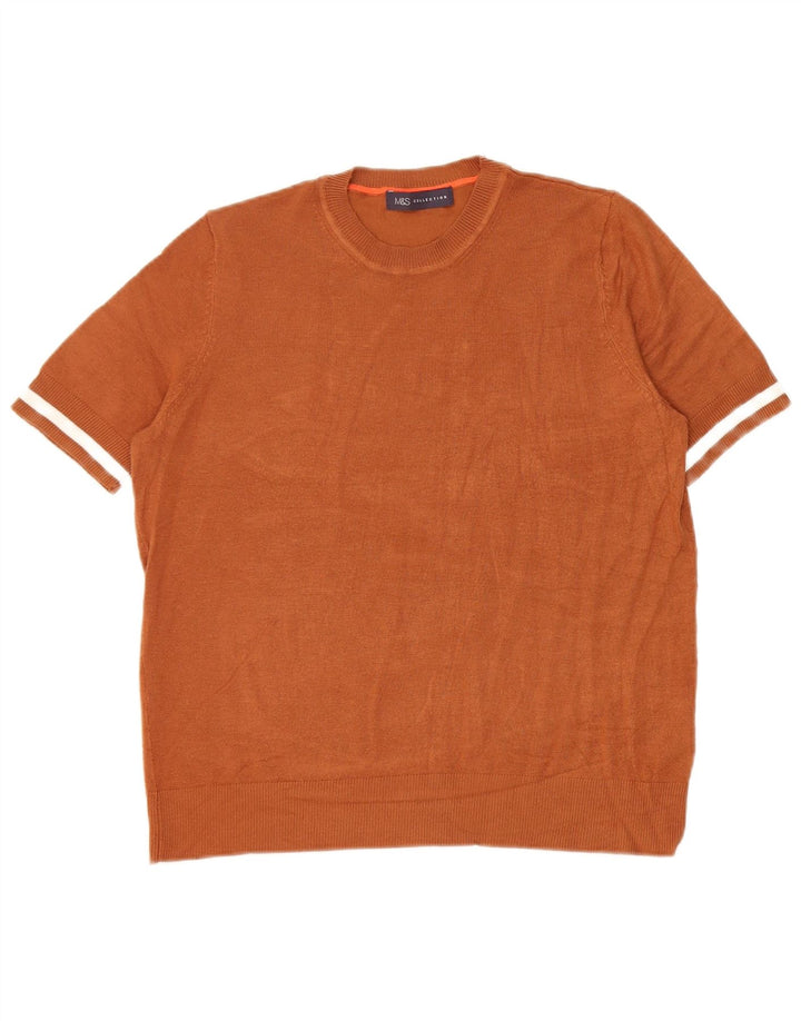Marks & Spencer Damski sweter z okrągłym dekoltem, UK 12, średni brąz
