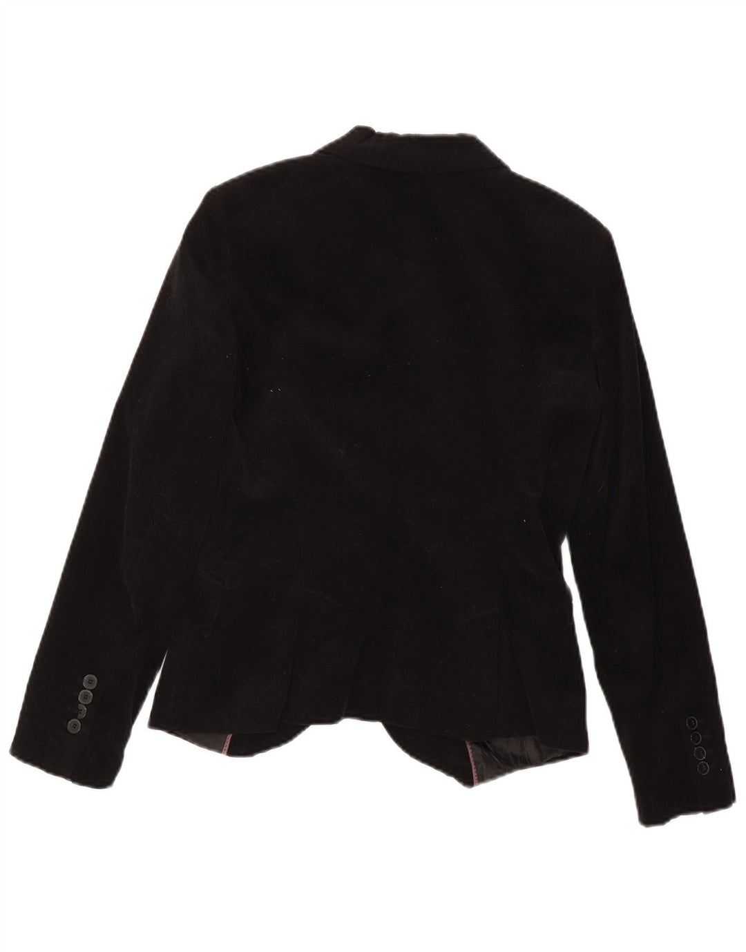 Zara Womens 1 Button Velvet Blazer Jacket UK 10 Small Black Cotton