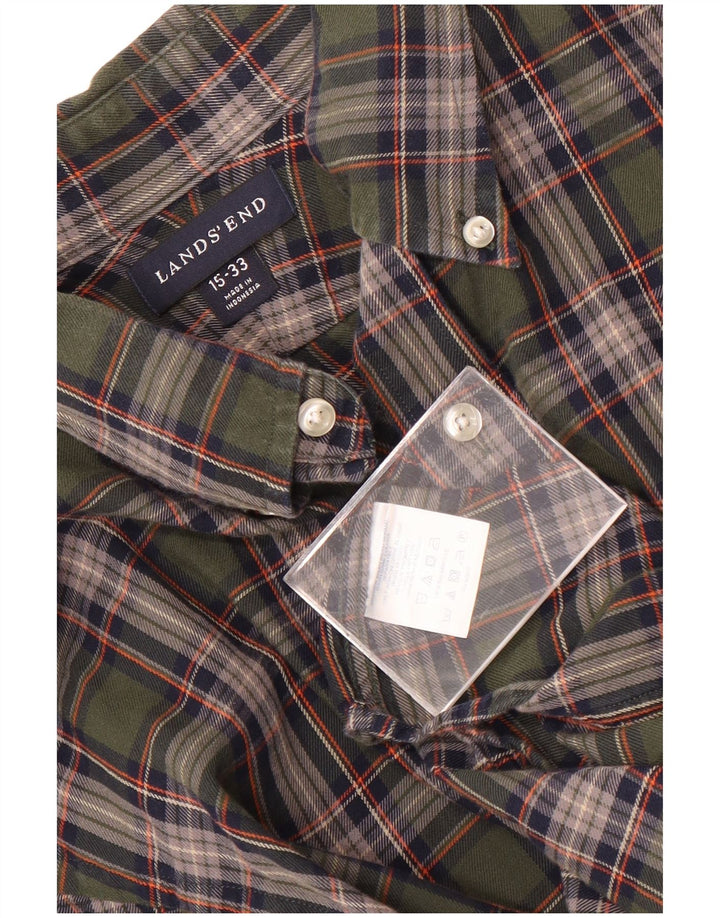 Camicia a quadri da uomo Lands End taglia 15 a quadri verde medio