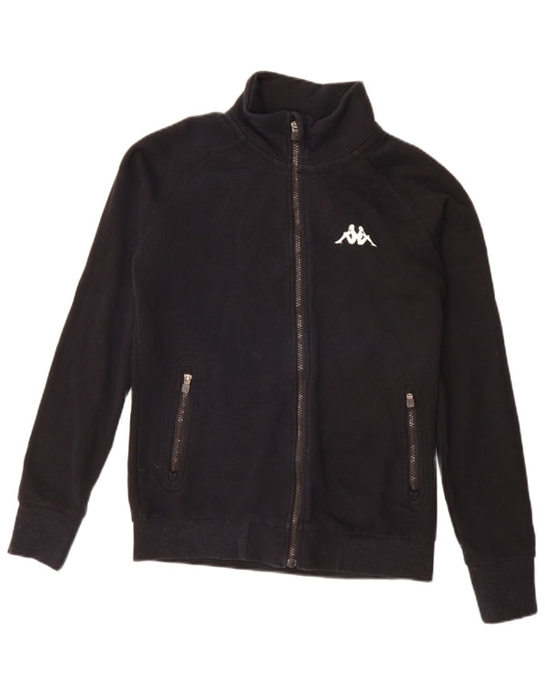 Kappa Womens Tracksuit Top Jacket UK 16 Large Black Cotton