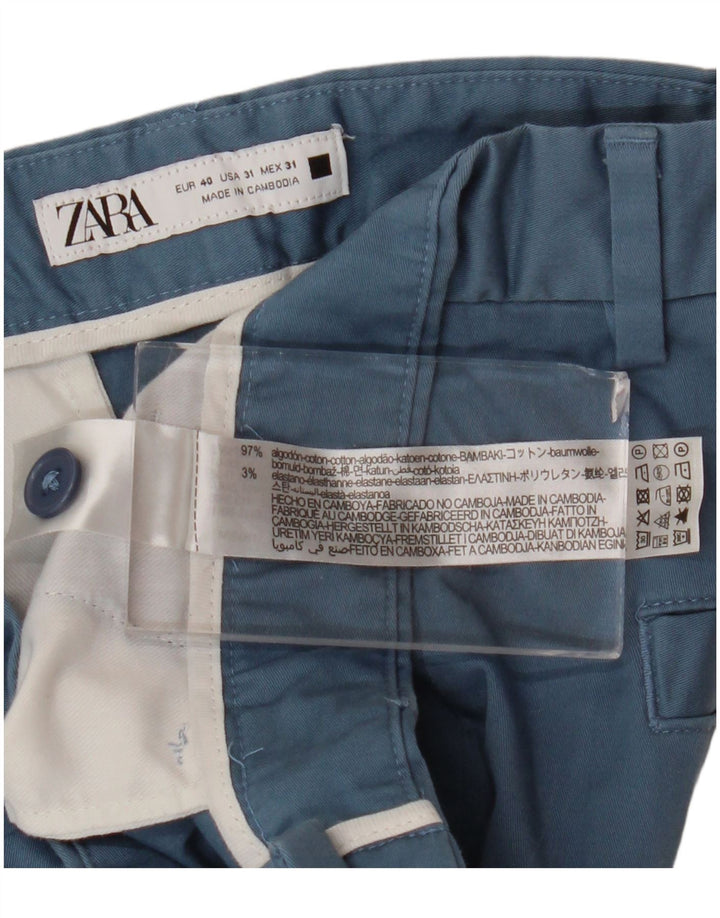 Zara Herre Chino Shorts EU 40 Medium W31 Blå Bomuld