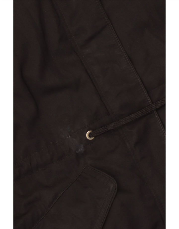 Zara Veste Parka à capuche pour femme UK 14 Medium Noir Polyester