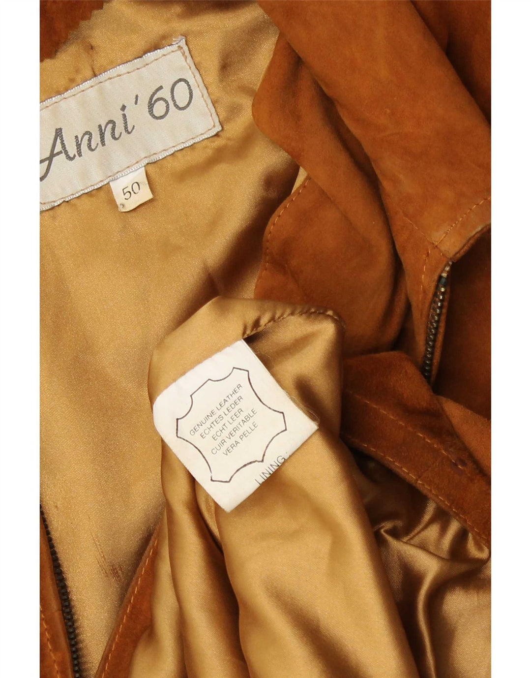 Vintage herre ruskindsjakke IT 50 Stor brunt læder
