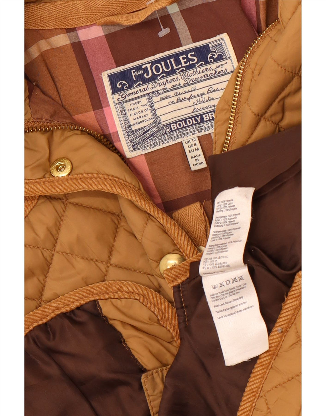 Joules Γυναικείο Καπιτονέ μπουφάν UK 12 Medium Beige Polyamide