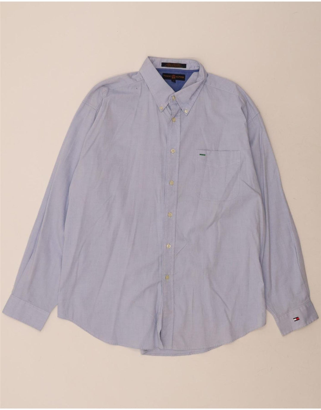 TOMMY HILFIGER Mens Shirt XL Blue Cotton Vintage Tommy Hilfiger and Second-Hand Tommy Hilfiger from Messina Hembry 