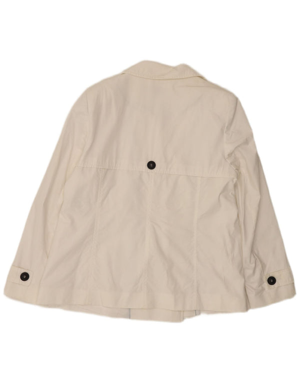 Marks & Spencer Damen Kurzer Trenchcoat UK 16 Large Weiße Baumwolle
