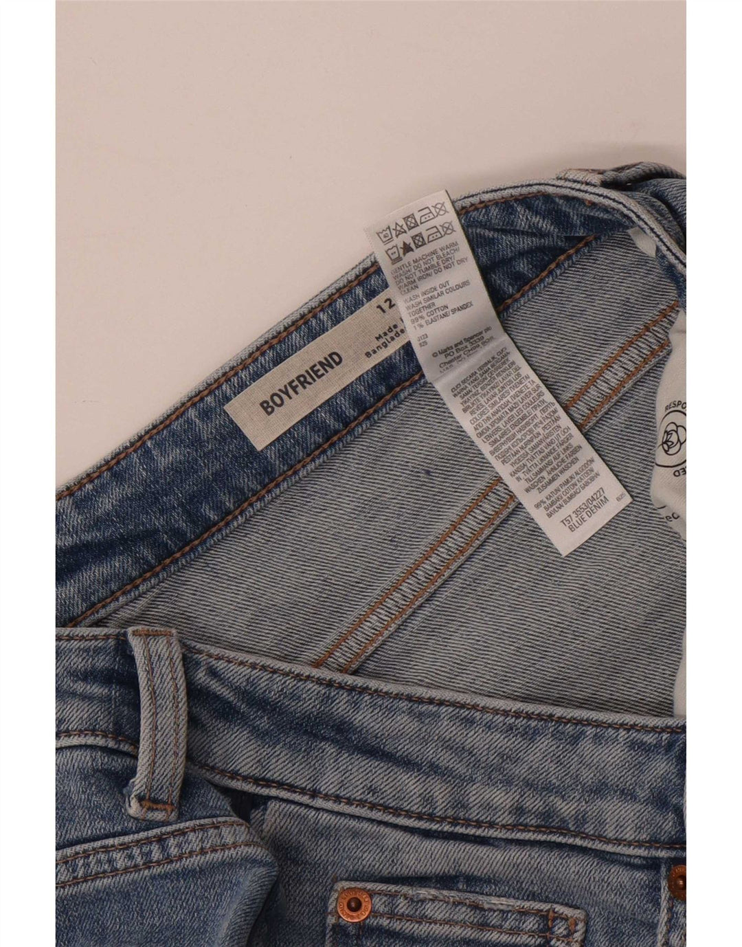 Marks & Spencer Womens Boyfriend Denim Shorts UK 12 Medium W30 Blue