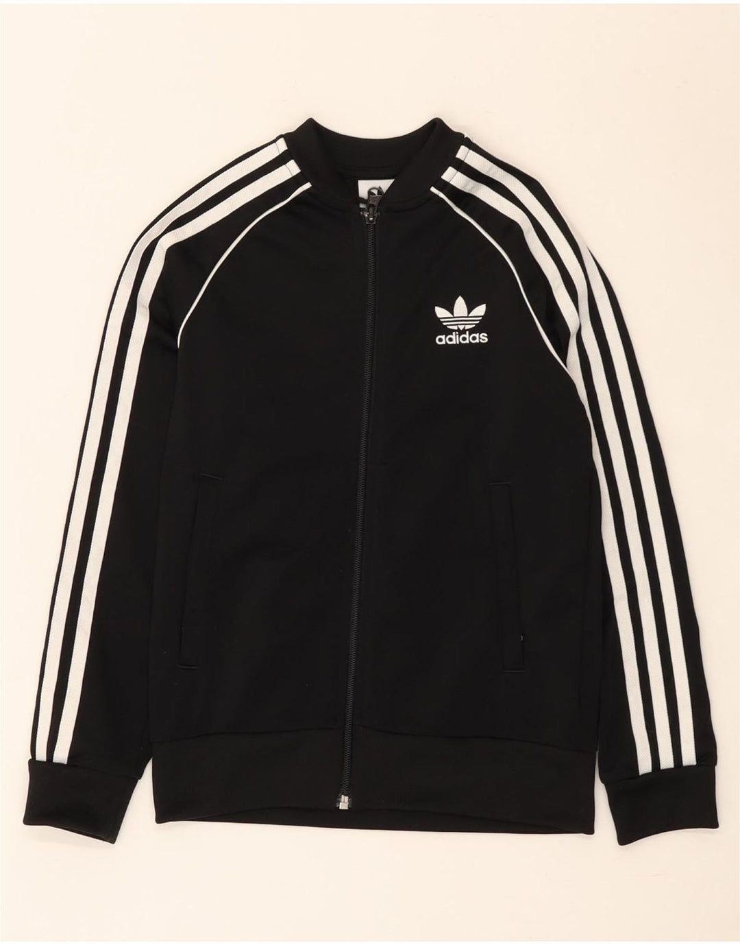 Adidas Jungen-Trainingsanzug-Top-Jacke, 8–9 Jahre, schwarzes Polyester