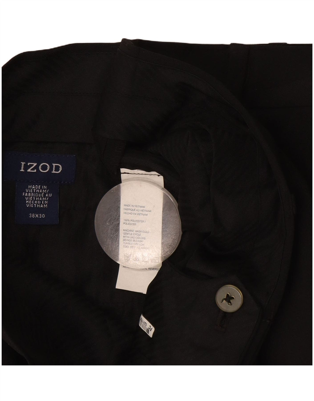 Izod Mens Straight Suit Trousers W38 L30 Black Polyester