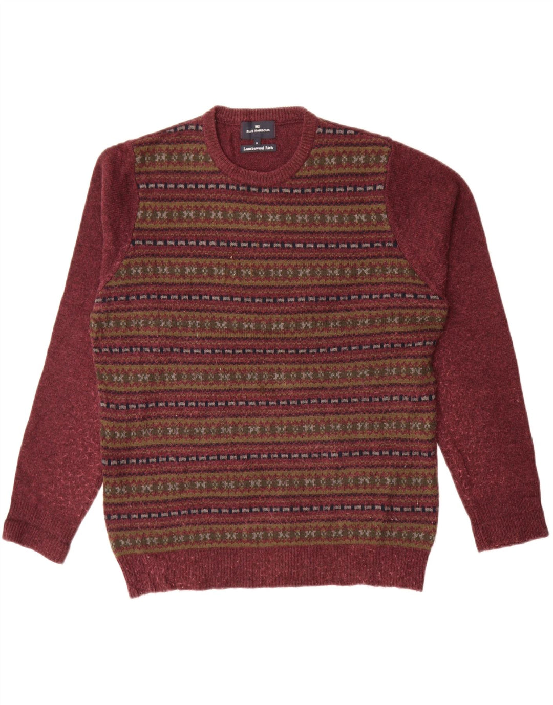Marks & Spencer Herre Blue Harbor Crew Neck Jumper Sweater Medium Burgundy