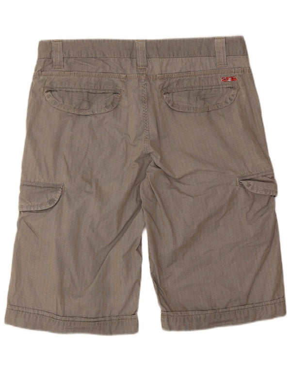 Teddy Smith Mens Cargo Shorts W32 Medium Grey Pinstripe Cotton