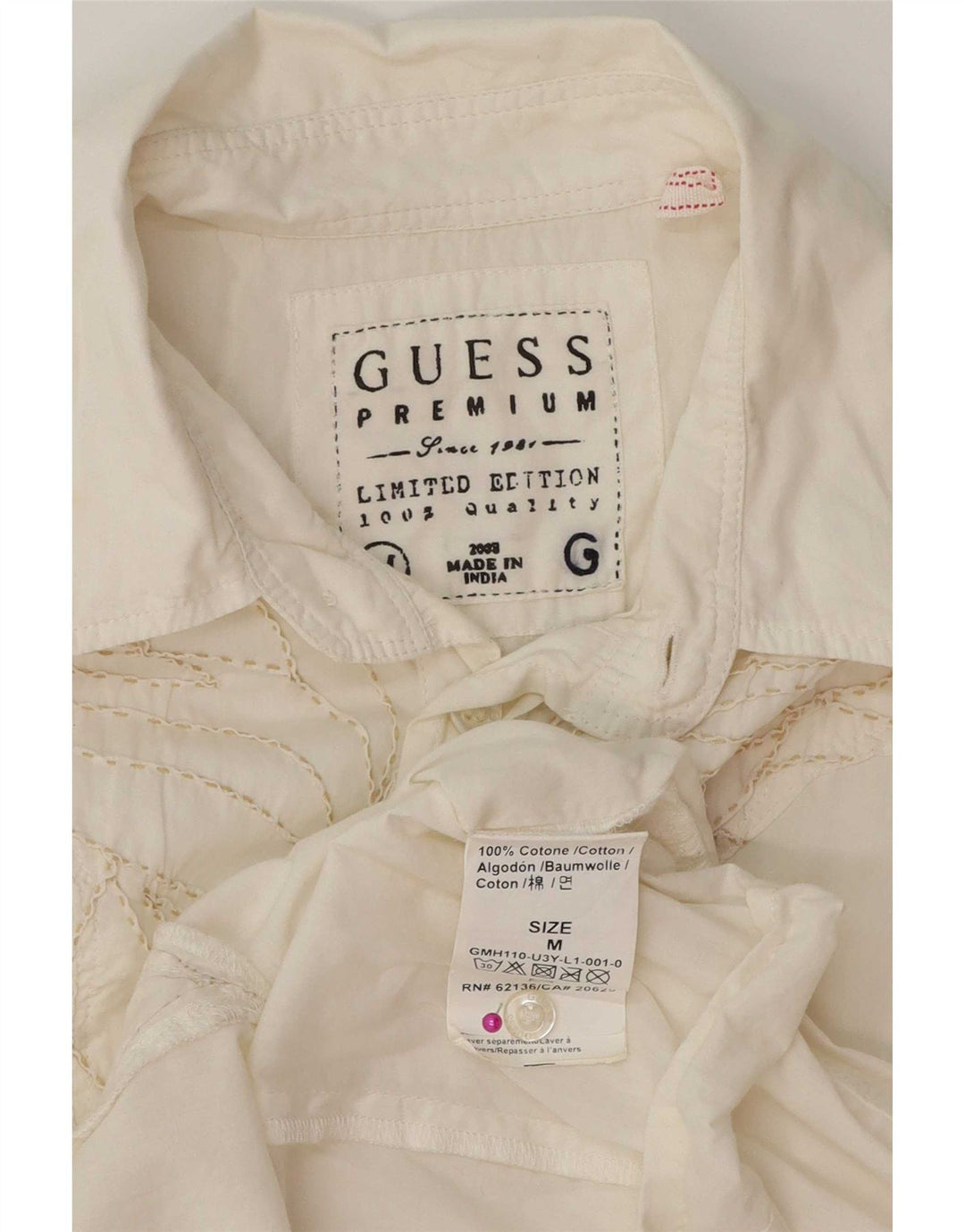 Guess Chemise Homme Coton Blanc Moyen