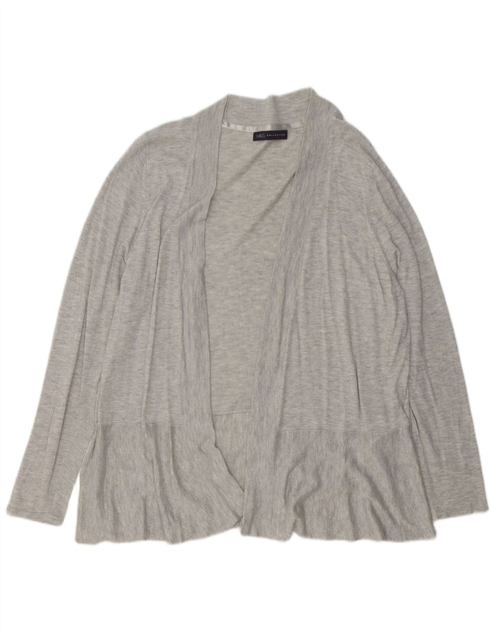 MARKS & SPENCER Womens Open Cardigan Sweater UK 20 2XL Grey Flecked