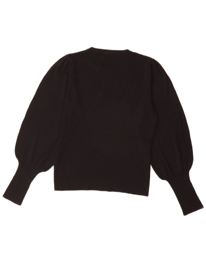 ZARA Womens Crew Neck Jumper Sweater UK 14 Large Black