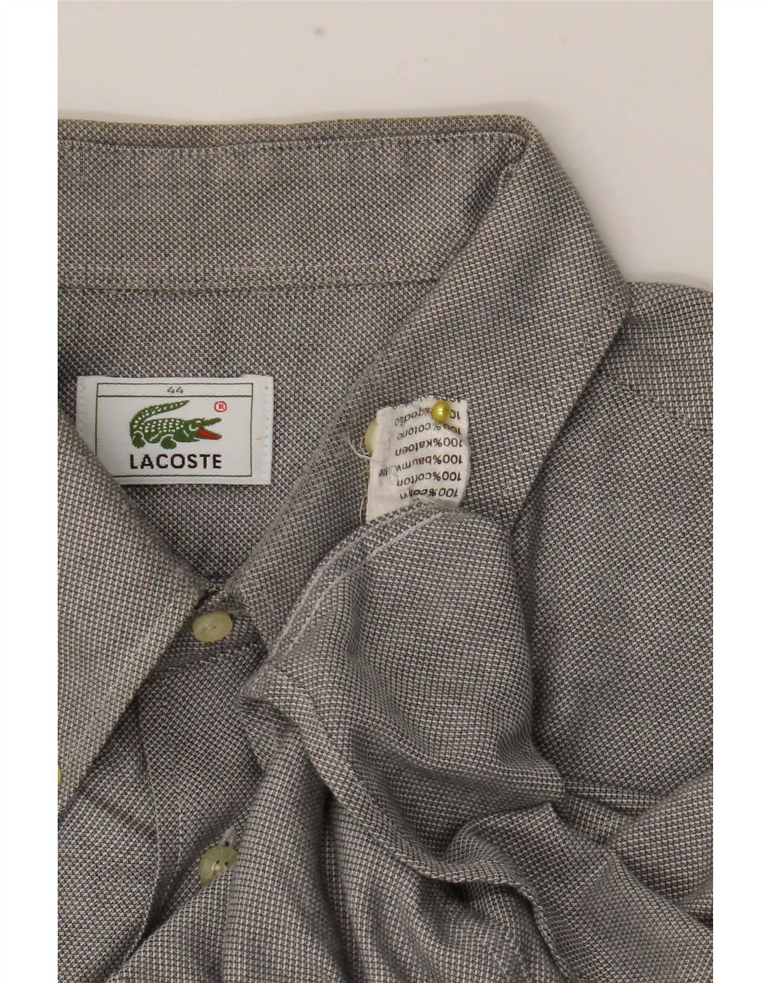 Lacoste Mens Shirt Size 44 XL Grey Cotton