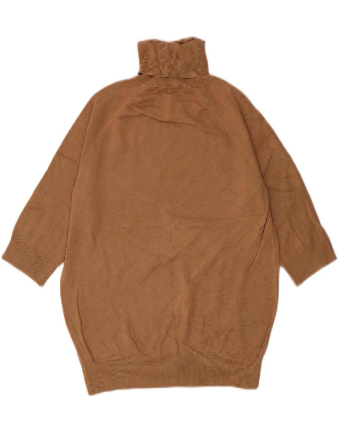 Zara Womens 3/4 Sleeve Roll Neck Jumper Sweater UK 12 Medium Brown