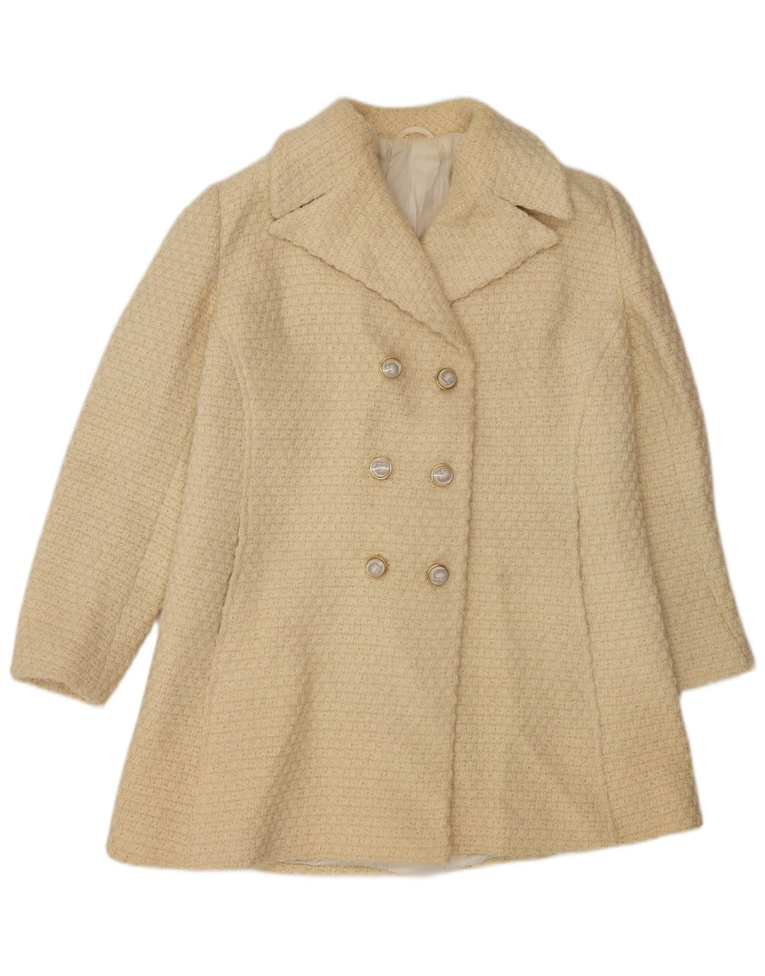 Vintage Dame Dobbeltradet Frakke UK 14 Medium Beige