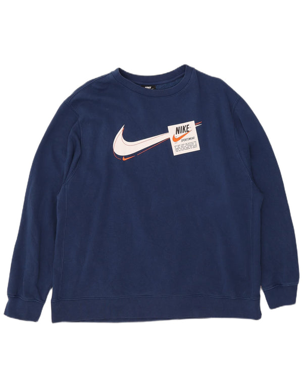 Nike grafisk sweatshirt til mænd XL marineblå bomuld