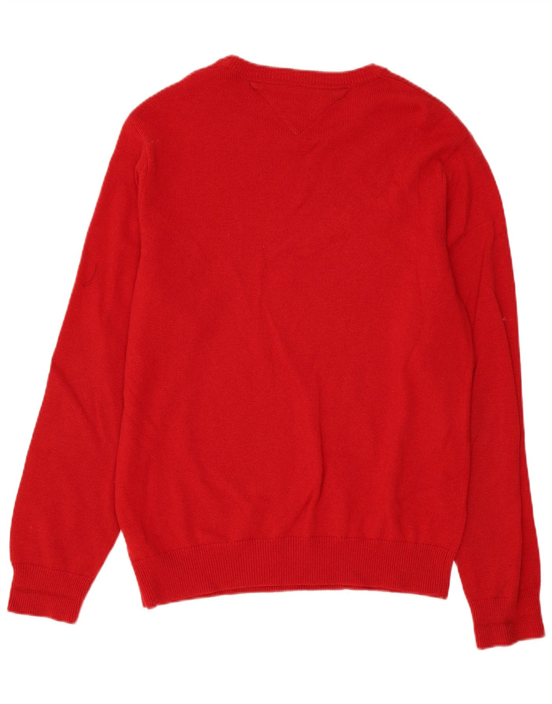 Tommy Hilfiger Mens Boat Neck Jumper Sweater Large Red Lambswool