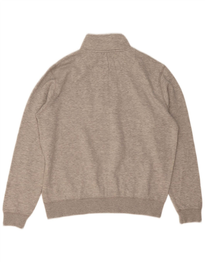 French Connection Mens Zip Neck Sweatshirt Jumper Large Grey Flecked Cotton
