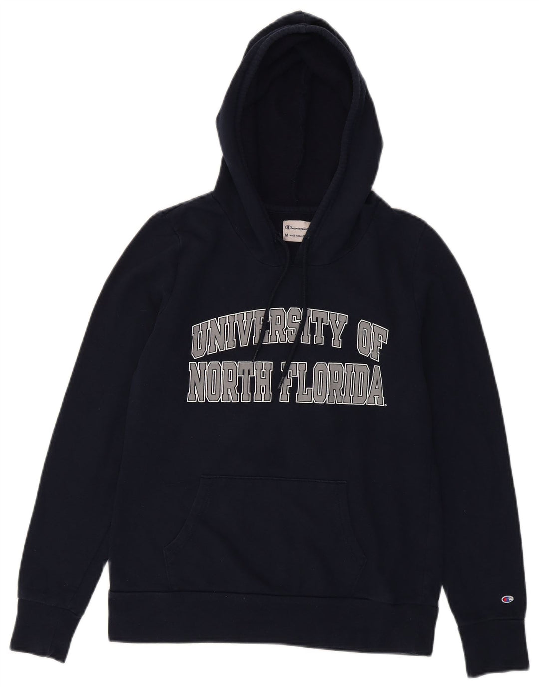 CHAMPION Womens Hoodie Jumper UK 12 Medium Navy Blue