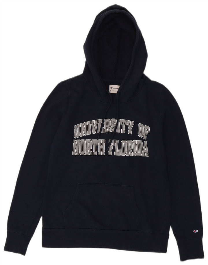 CHAMPION Womens Hoodie Jumper UK 12 Medium Navy Blue