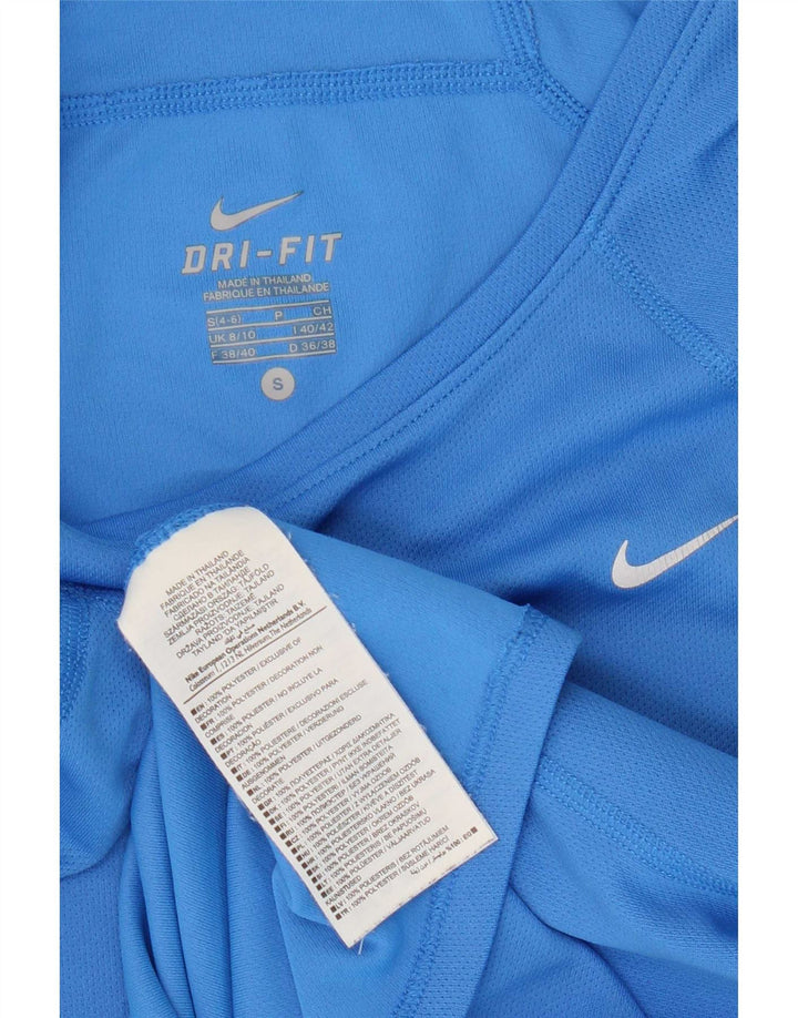 Nike Womens Dri Fit T-Shirt Top UK 8/10 Small Blue Polyester