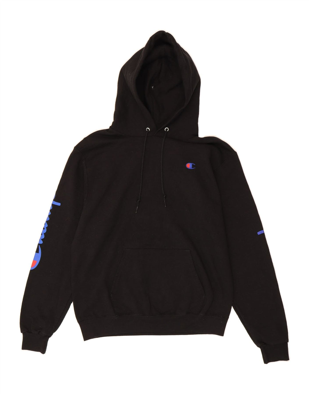 CHAMPION Mens Graphic Hoodie Jumper Medium Black Vintage Champion and Second-Hand Champion from Messina Hembry 