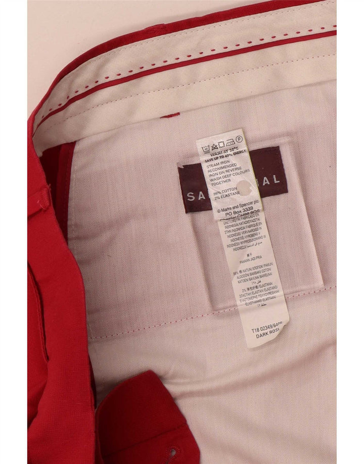 Marks & Spencer Womens Straight Suit Trousers W42 L29 Red Cotton